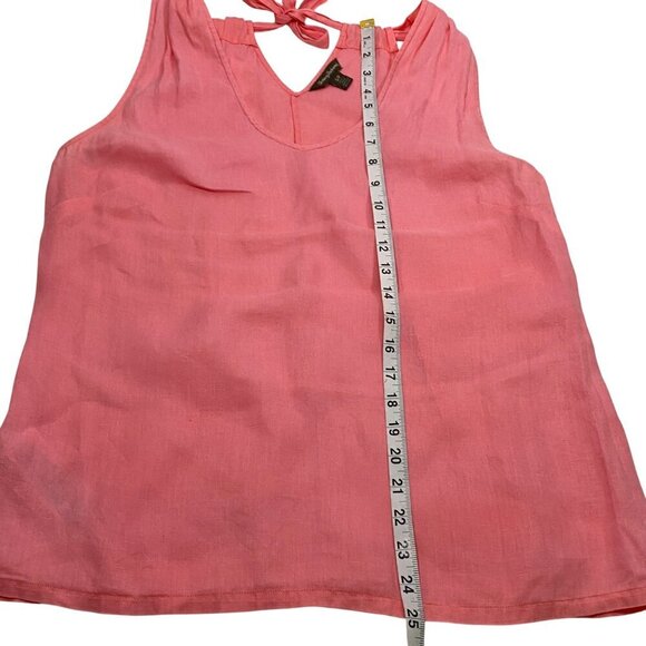 Tommy Bahama Womens Pink Linen Sleeveless V-Neck Top With Back Tie Detail S/P - Picture 7 of 7